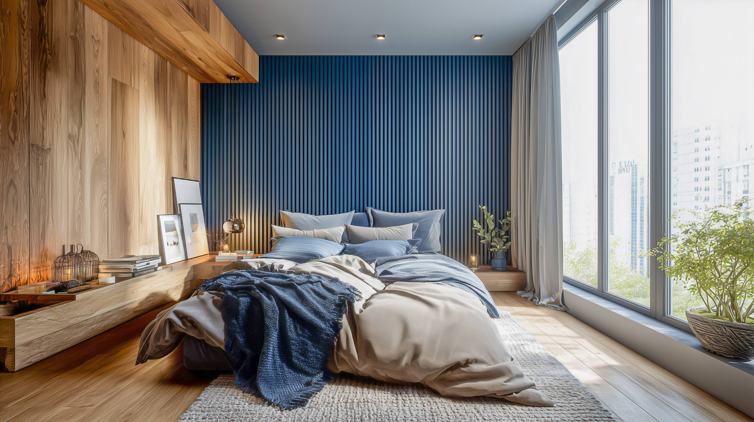 Contemporary Master Bedroom with Custom Wardrobe & Minimalist Detailing